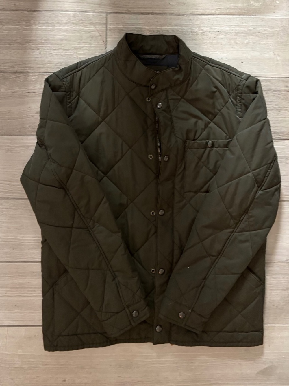 J.Crew Sussex olive Barbour style quilted jacket with PrimaLoft® Sz large NWT